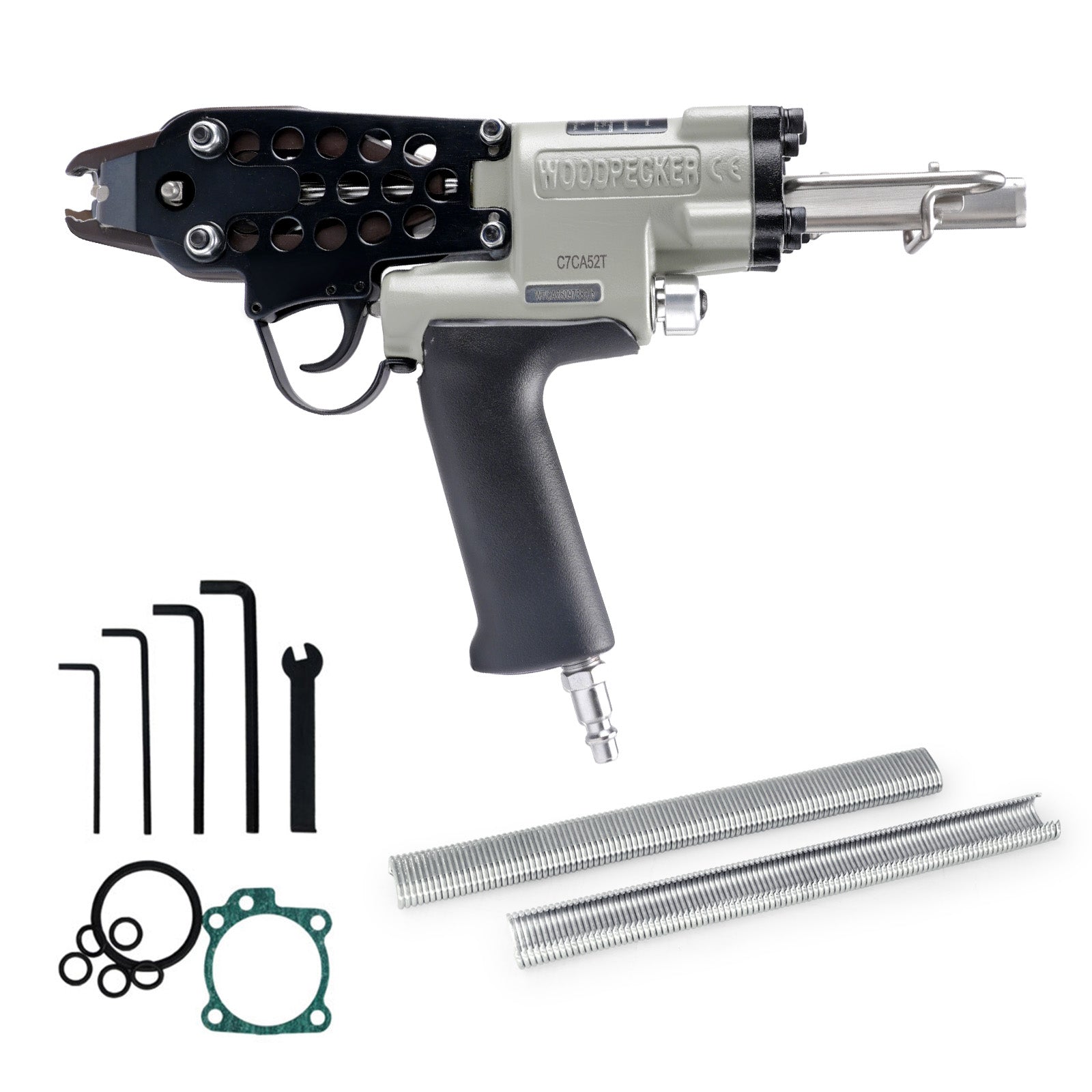 WOODPECKER C-7CA52T Pneumatic Hog Ring Gun, 15 Gauge, 3/4-Inch Crown, 4.8mm Closing Diameter