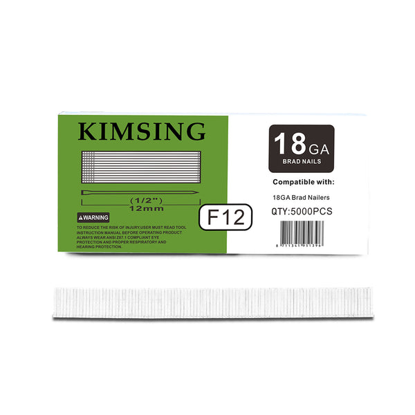 Kimsing 18 Gauge 1/2-Inch Brad Nails, 5000 Pieces per Box, Galvanized Finish Nails For 18GA Brad Nailers