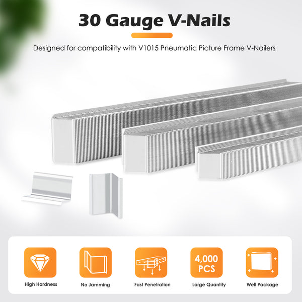 KIMSING V-Nails 30 Gauge 10.3mm Diameter 5MM/7MM/10MM/12MM/15MM Length UNI Hard Wood Type V Nails for V1015 Picture Frame Nailer 4,000 PCS/Box