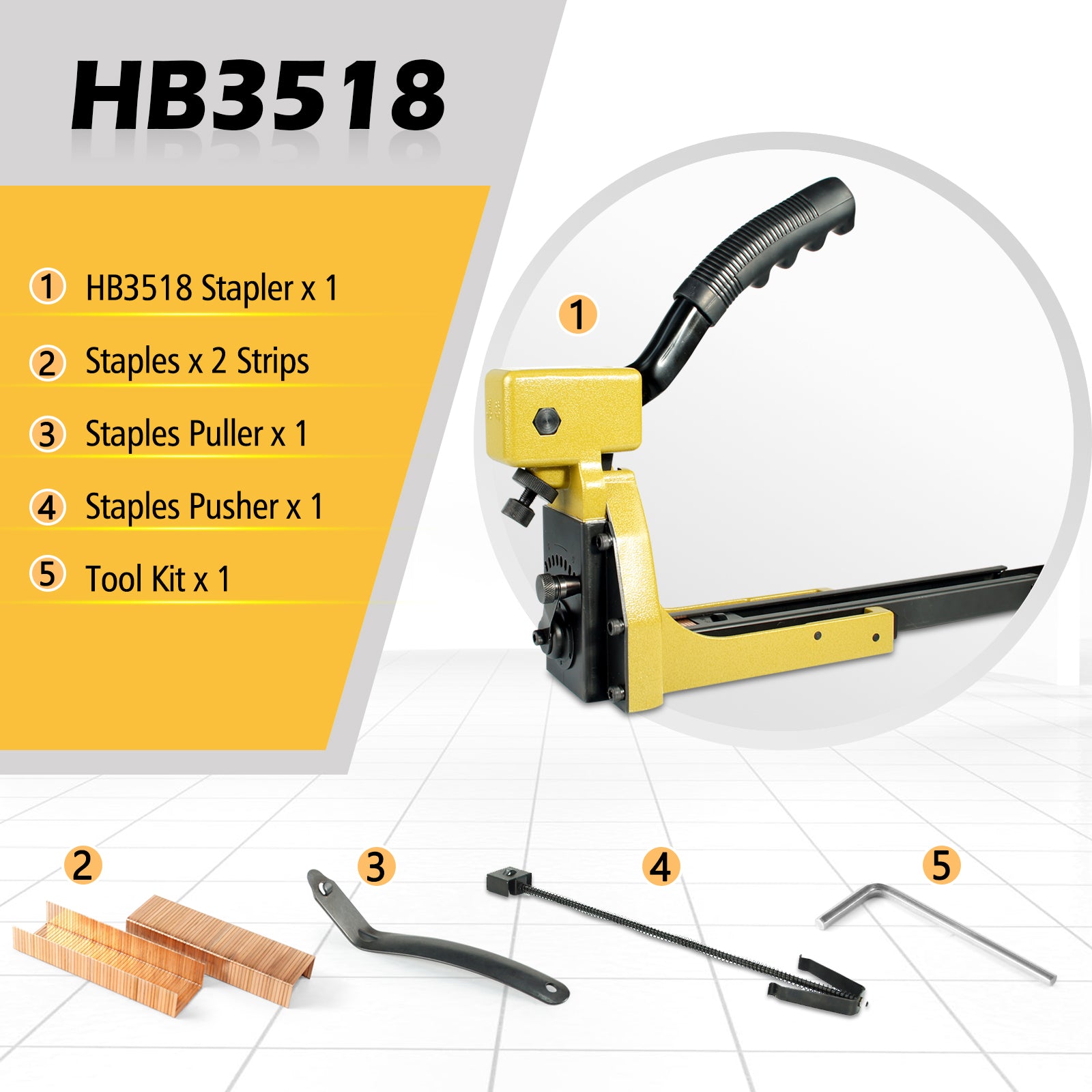 HB3518 16 Gauge 1-3/8-Inch Crown 3/4'' Leg Manual Carton Box Closing Stapler