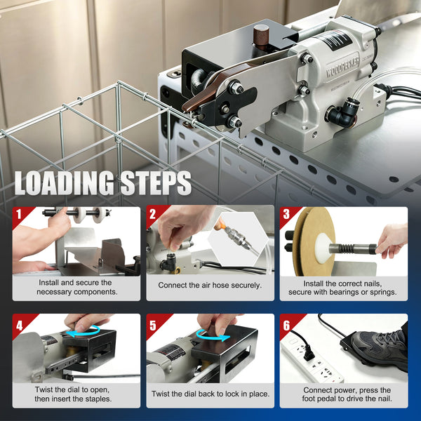 WOODPECKER ZDC760WV3R electrically controlled foot-operated automatic Hog Ring Gun, 16 Gauge 1/2-Inch, Suitable for SC760 coiled C-type nails