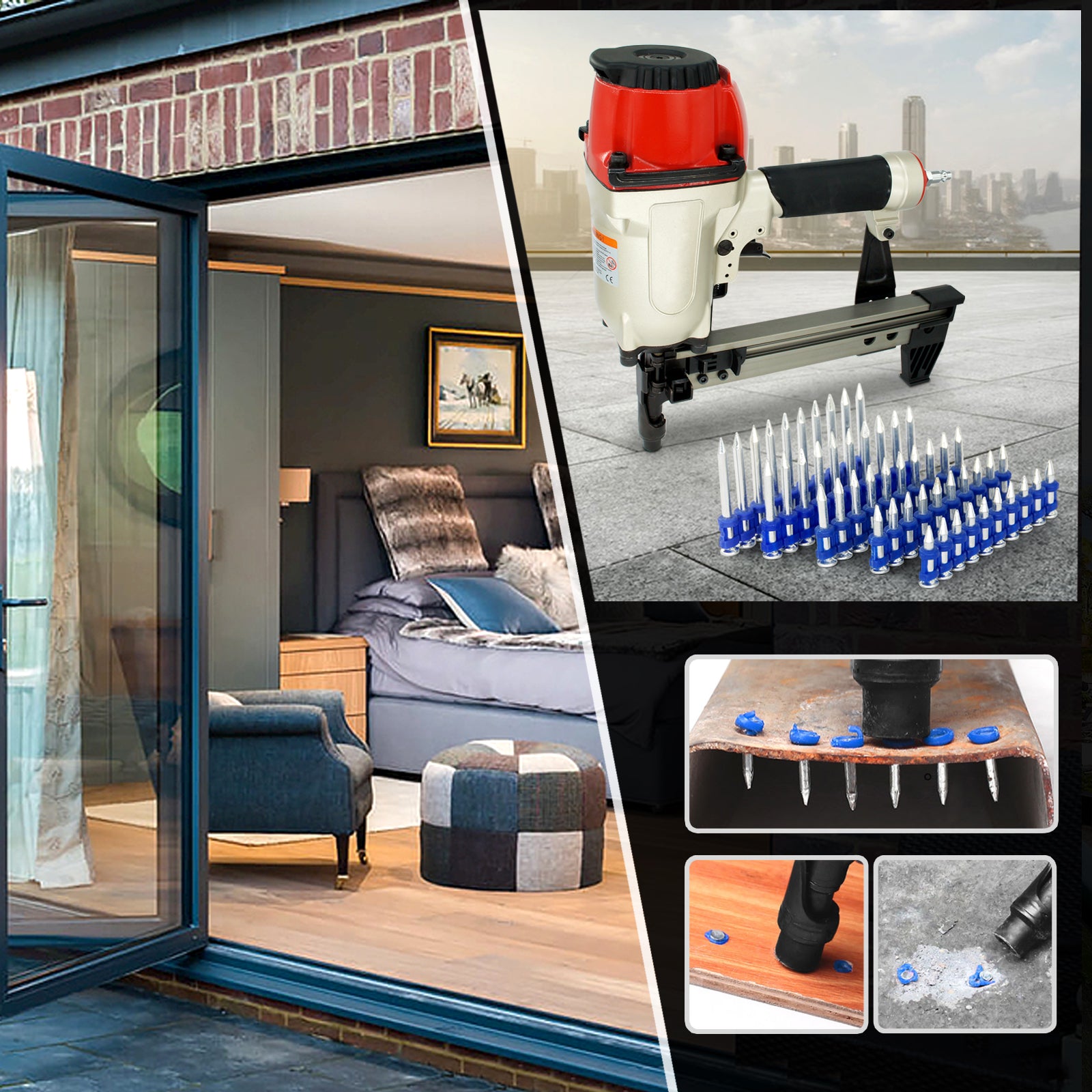 KIMSING MTSD-25 12 Gauge 1-Inch(25mm) Plastic Collated Concrete Nails Drive Pins