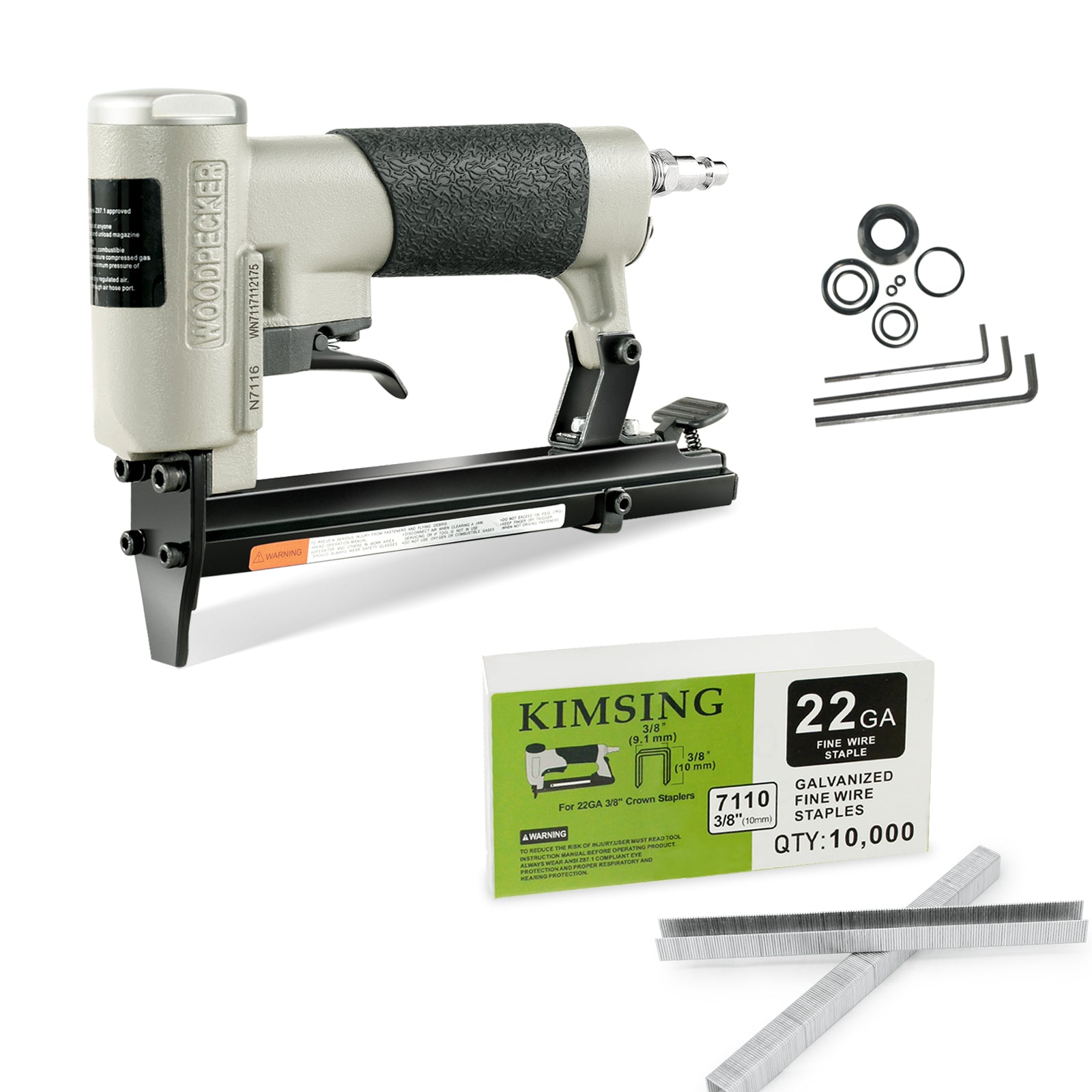 WOODPECKER N7116 Pneumatic Upholstery Stapler, 22 Guage Type 71, 3/8-Inch Crown