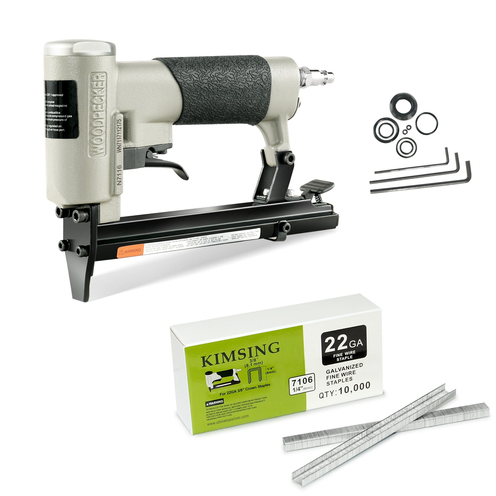 WOODPECKER N7116 Pneumatic Upholstery Stapler, 22 Guage Type 71, 3/8-Inch Crown