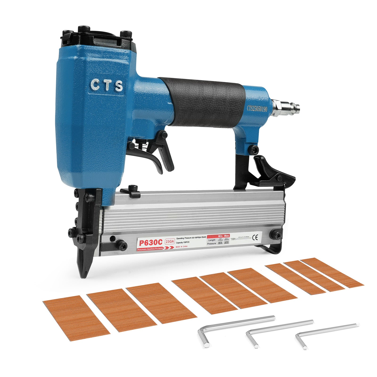 CTS P630C Pneumatic Headless Pin Nailer, 23 Gauge, 1/2-Inch to 1-3/16-Inch (12 to 30mm)