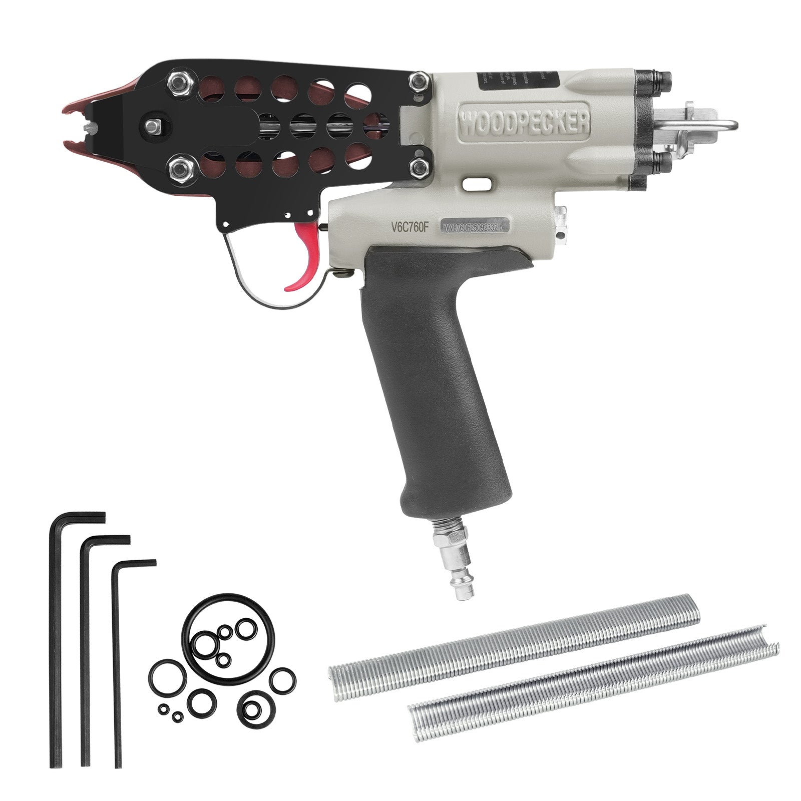 WOODPECKER V6C760F Pneumatic Hog Ring Gun, 1/2-Inch Crown, 3.0mm Closure Diameter