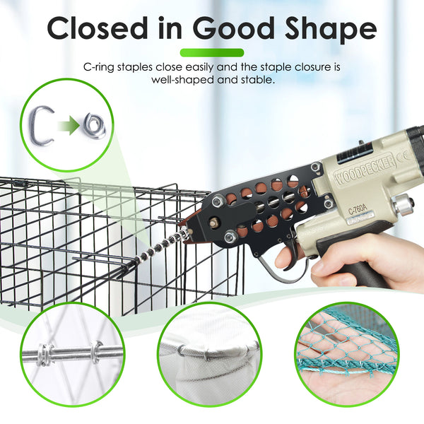 China-top Silver SC760 16 Gauge 5/8'' Crown C Ring Staples C-Rings Hog Rings in 304 Stainless Steel & Galvanized Steel, Wire Fencing Staples, Fasteners for Hog Ring Tool, C Ring Plier, 1000 PCS/Pack & 18000PCS/Box