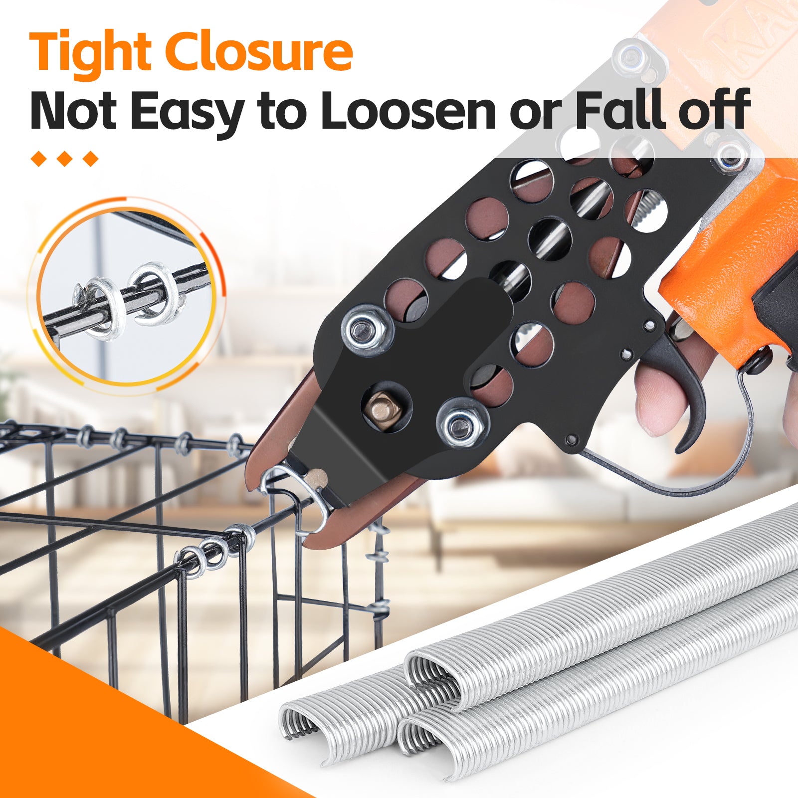 KIMSING SC7 15 Gauge 3/4'' Crown C-Rings Hog Rings  in 304 Stainless Steel & Galvanized Steel, Wire Fencing Staples, Fasteners for Hog Ring Tool, C Ring Plier, 1000 PCS/Pack & 10000PCS/Box