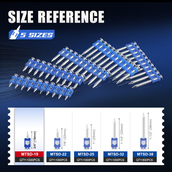 KIMSING 3/4 Inch Plastic Collated Concrete Pins, 1000PCS Box, 12 Gauge