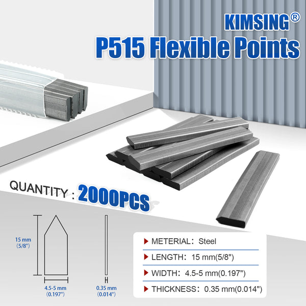 KIMSING 5/8" (15mm) Flexible Points - 2000 PCS Frame Point Nails, Compatible with HM515 & P515 Point Driver, Ideal for Picture Framing, Photo Frames & Artwork
