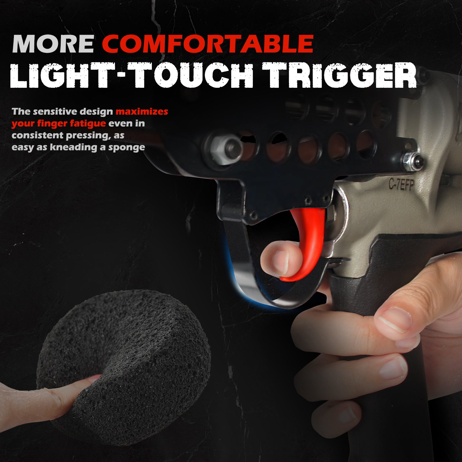 WOODPECKER C-7EF Intensified Power Pneumatic Hog Ring Gun, 15 Gauge , 3/4-Inch Crown, 7.0mm Closing Diameter