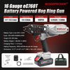 Woodpecker eC760T 16GA Cordless 20V 4.0Ah Electric Hog Ring Gun, 1/2-Inch Crown, 3.0-4.0mm Closure Diameter, Battery Powered C Ring Plier Tool for Fencing, Wire Cages