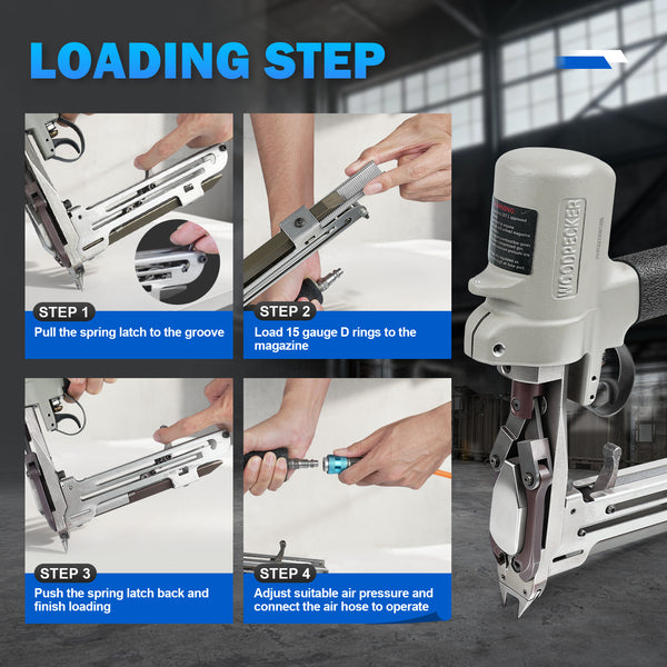 WOODPECKER HR22 Pneumatic D Ring Gun, 15 Gauge, 3/4-Inch Crown
