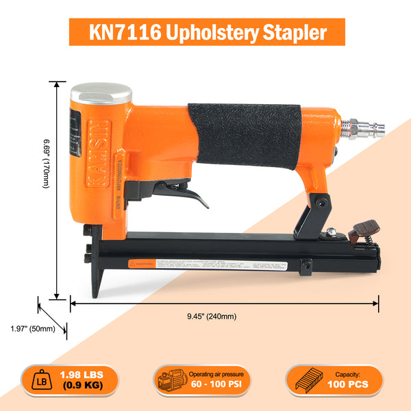 KAMSIN KN7116 Pneumatic Upholstery Stapler, 22 Gauge Type 71, 3/8-Inch Crown