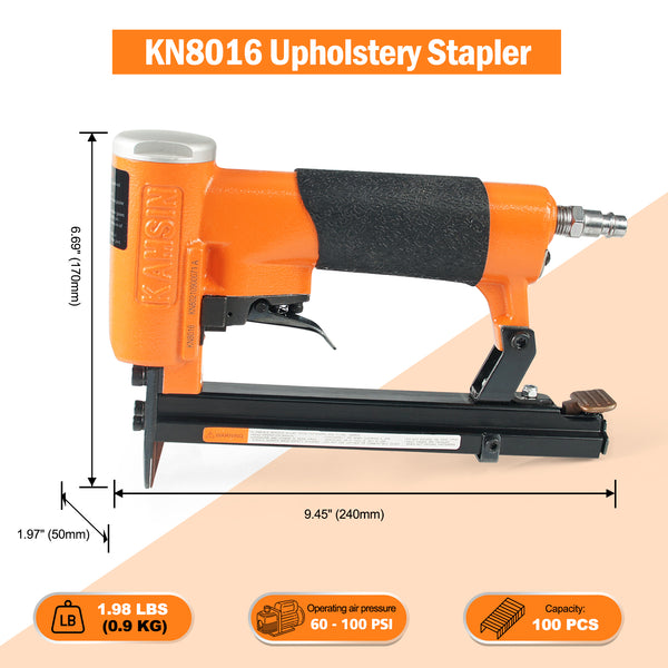 KAMSIN KN8016 Pneumatic Upholstery Stapler, 21 Gauge Type 80, 1/2-Inch Crown