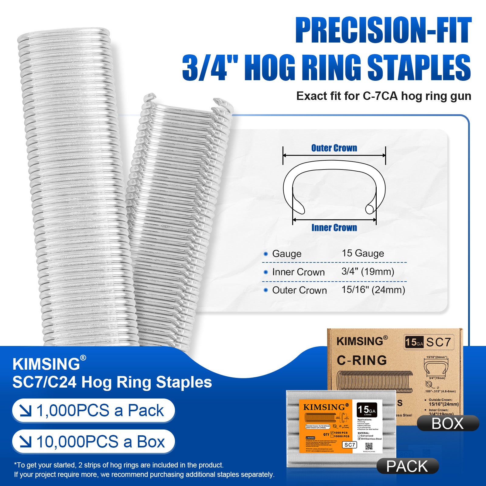 WOODPECKER C-7CA52 Pneumatic Hog Ring Gun, 15 Gauge, 3/4-Inch Crown, 4.8mm Closing Diameter