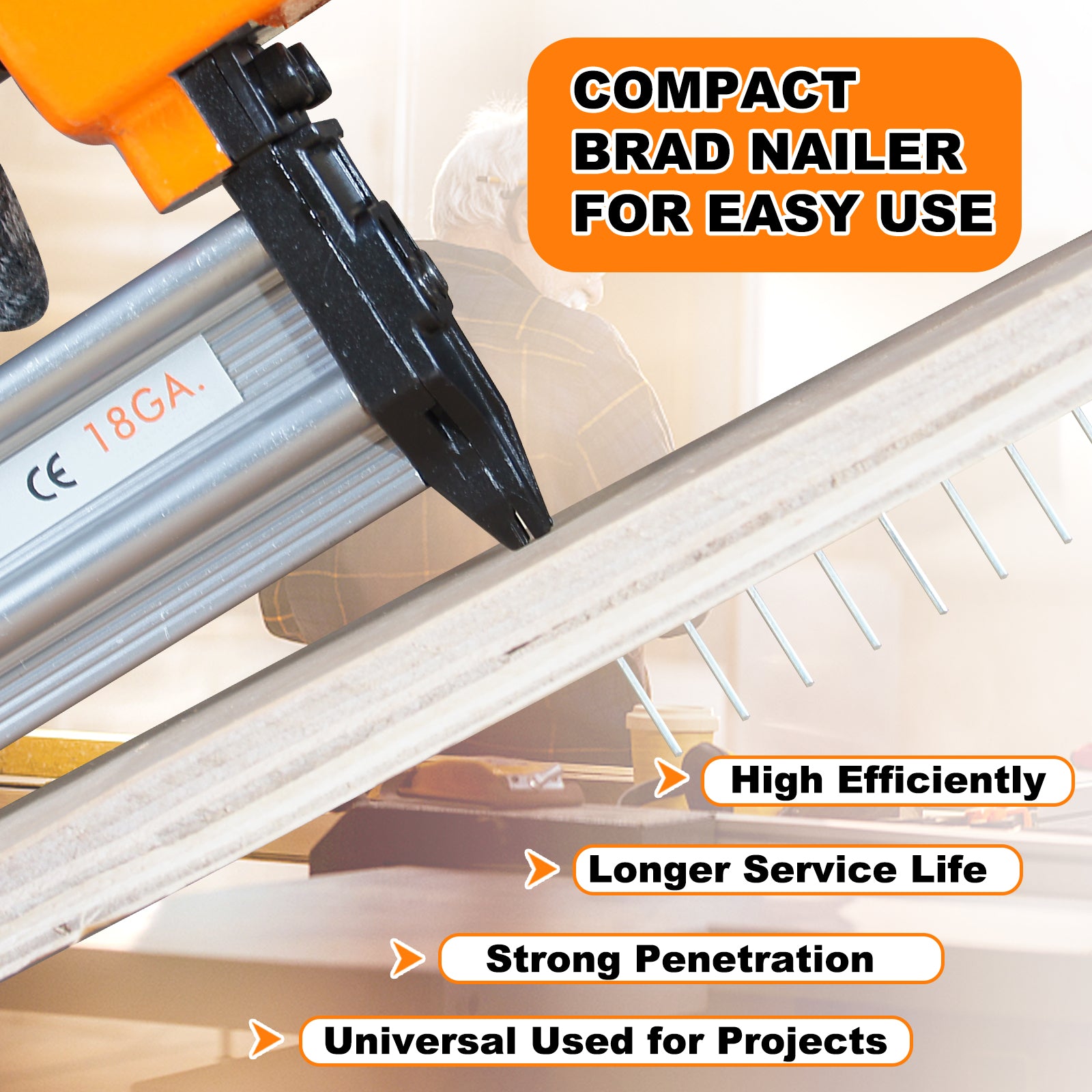 KAMSIN F32 Pneumatic Brad Nailer, 18 Gauge, 3/8-Inch to 1-1/4-Inch  (10-32mm)