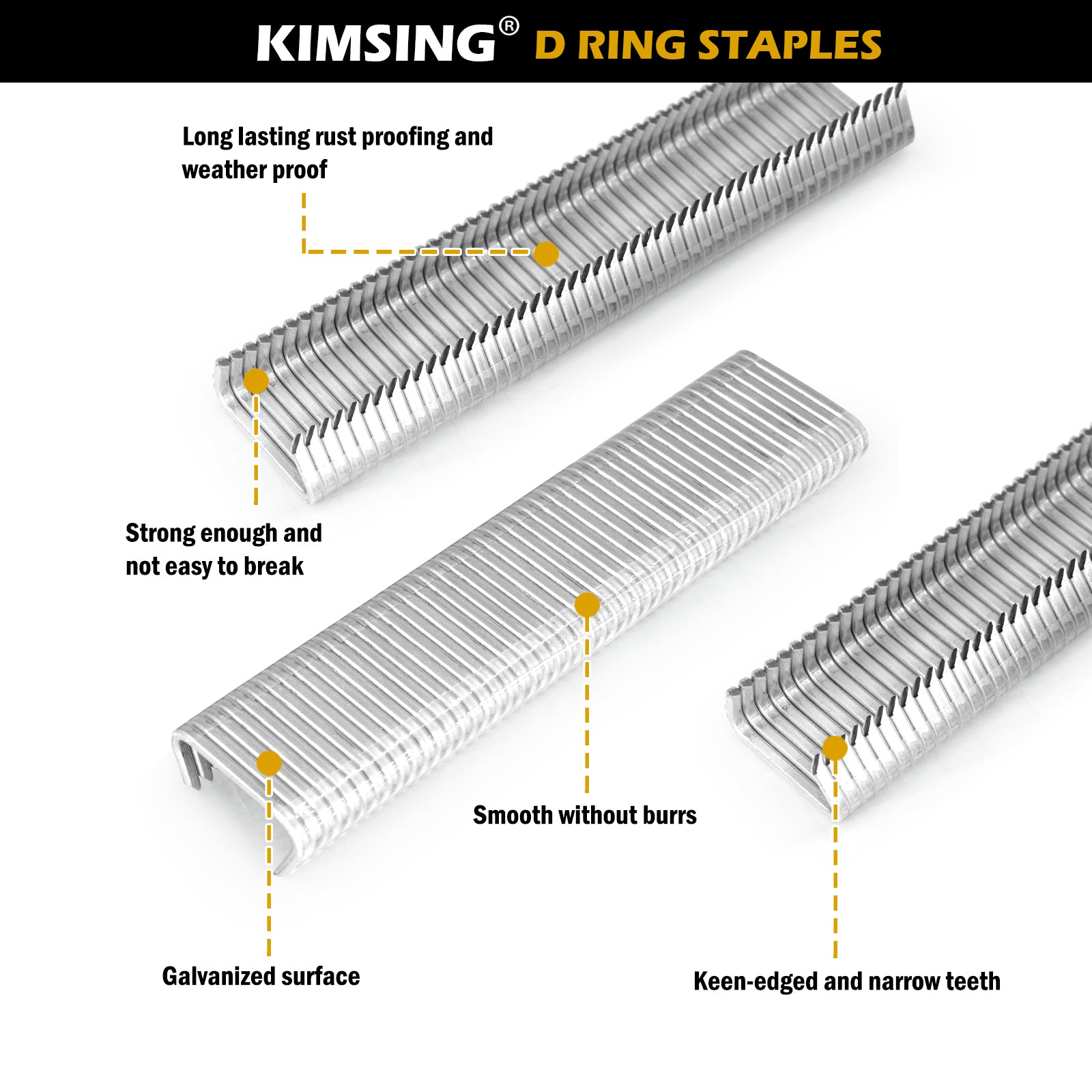 HR-22 15 Gauge 3/4'' Crown Galvanized D-Rings Hog Rings D Ring Staples for HR22 Hog Ring Plier D Ring Gun 1600 PCS/Box