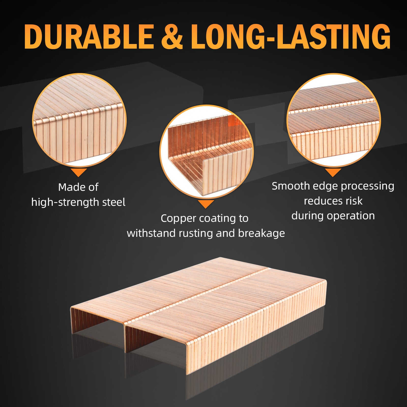 KIMSING 16 Gauge Copper Carton Closing Staples for Pneumatic or Manual Carton Stapler, 2000PCS/BOX, 5/8’’ (15mm) Length