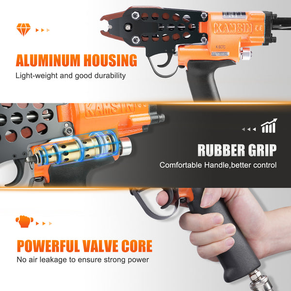 KAMSIN K-SC7C Pneumatic Hog Ring Gun, 15 Gauge, 3/4-Inch Crown, 4.8-5.2 mm Closing Diameter