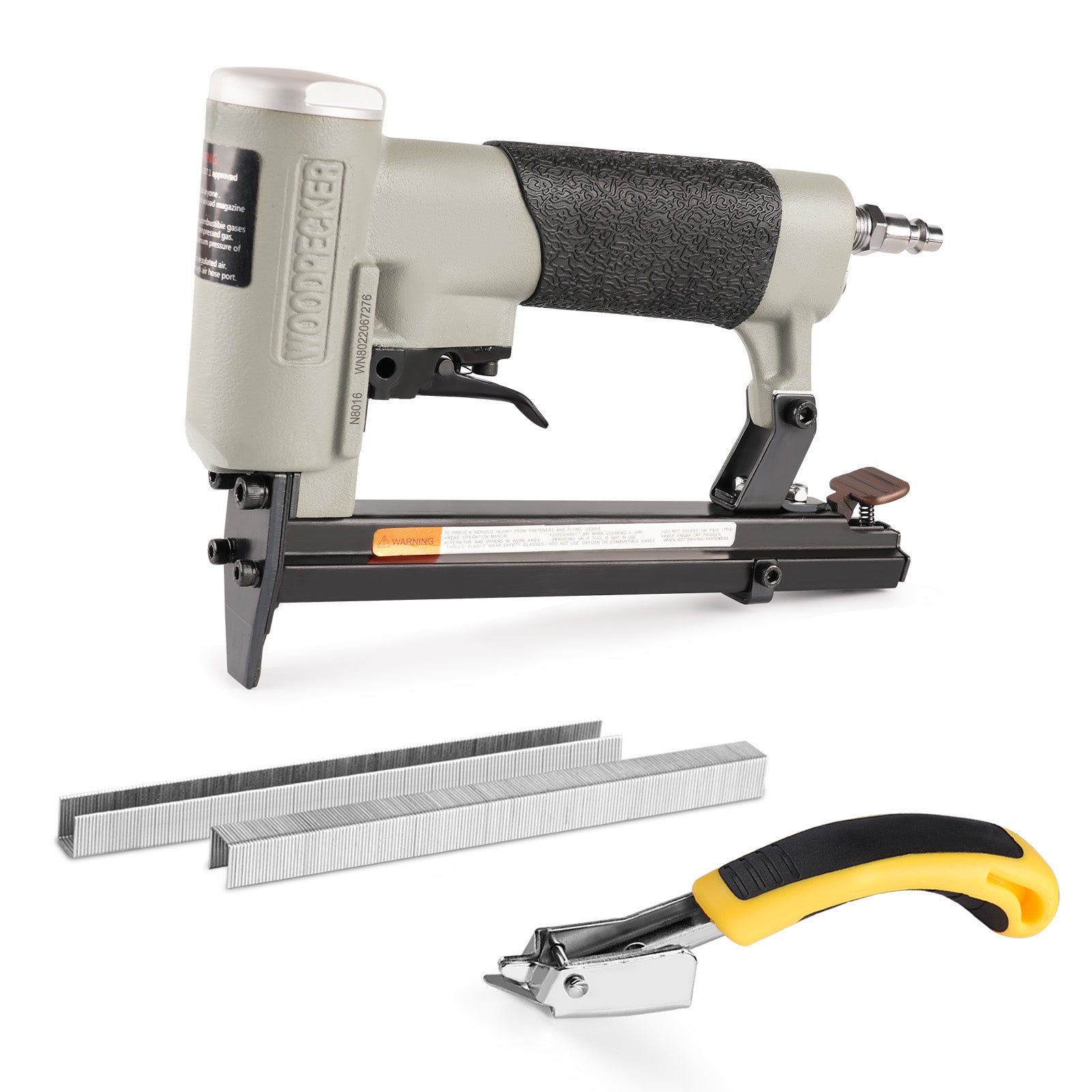 WOODPECKER N8016 Pneumatic Upholstery Stapler, 21 Guage Type 80, 1/2-Inch Crown