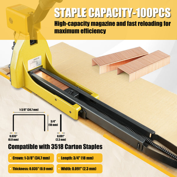 HB3518 16 Gauge 1-3/8 Inch Crown 3/4" （18 mm) Leg Manual Carton Box Closing Stapler