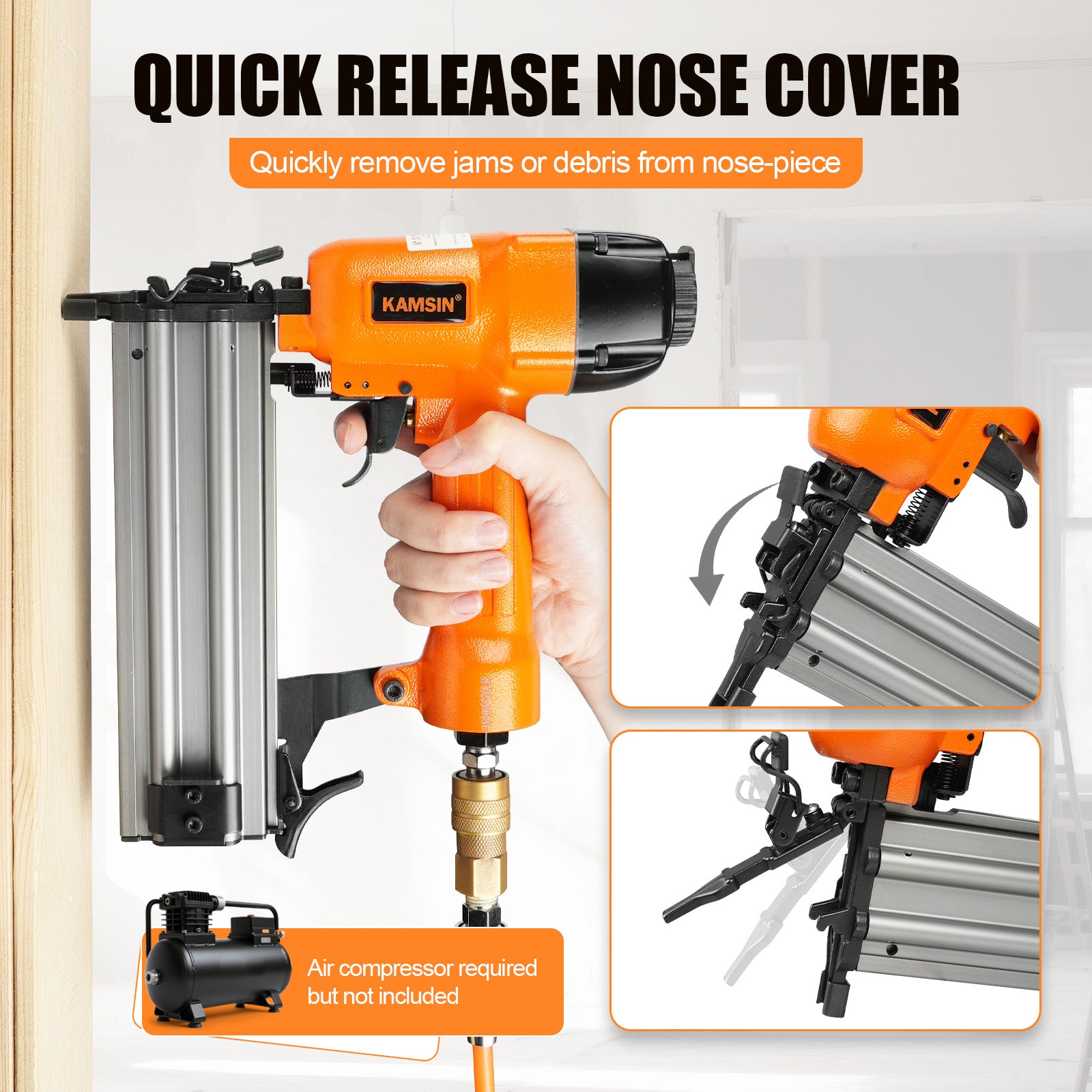 KAMSIN F50/9040 2 in 1  Pneumatic Brad Nailer, 18 Gauge, 3/8-Inch to 2-Inch  (10mm-50mm)