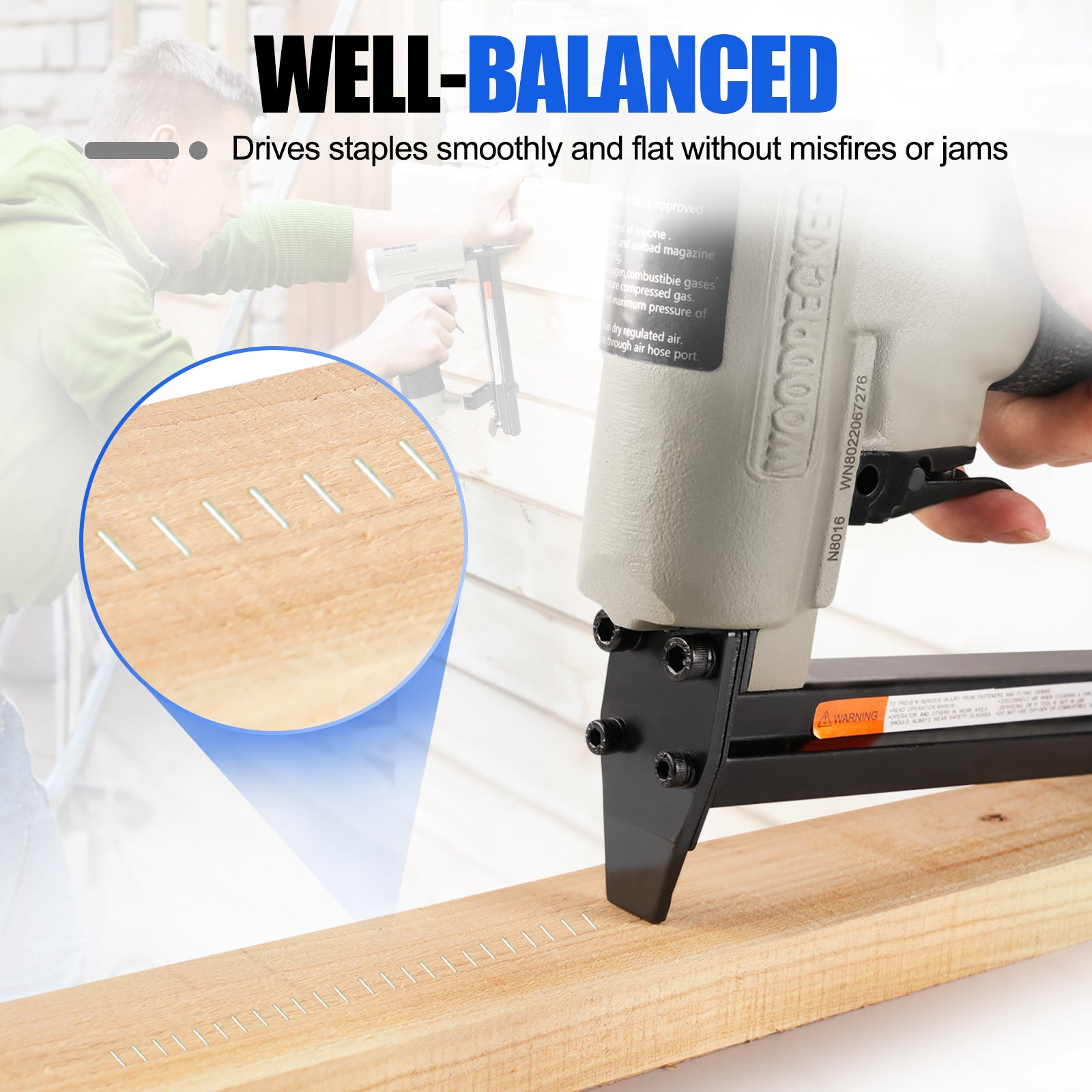 Woodpecker N8016 21 Gauge Pneumatic Upholstery Stapler 1/2
