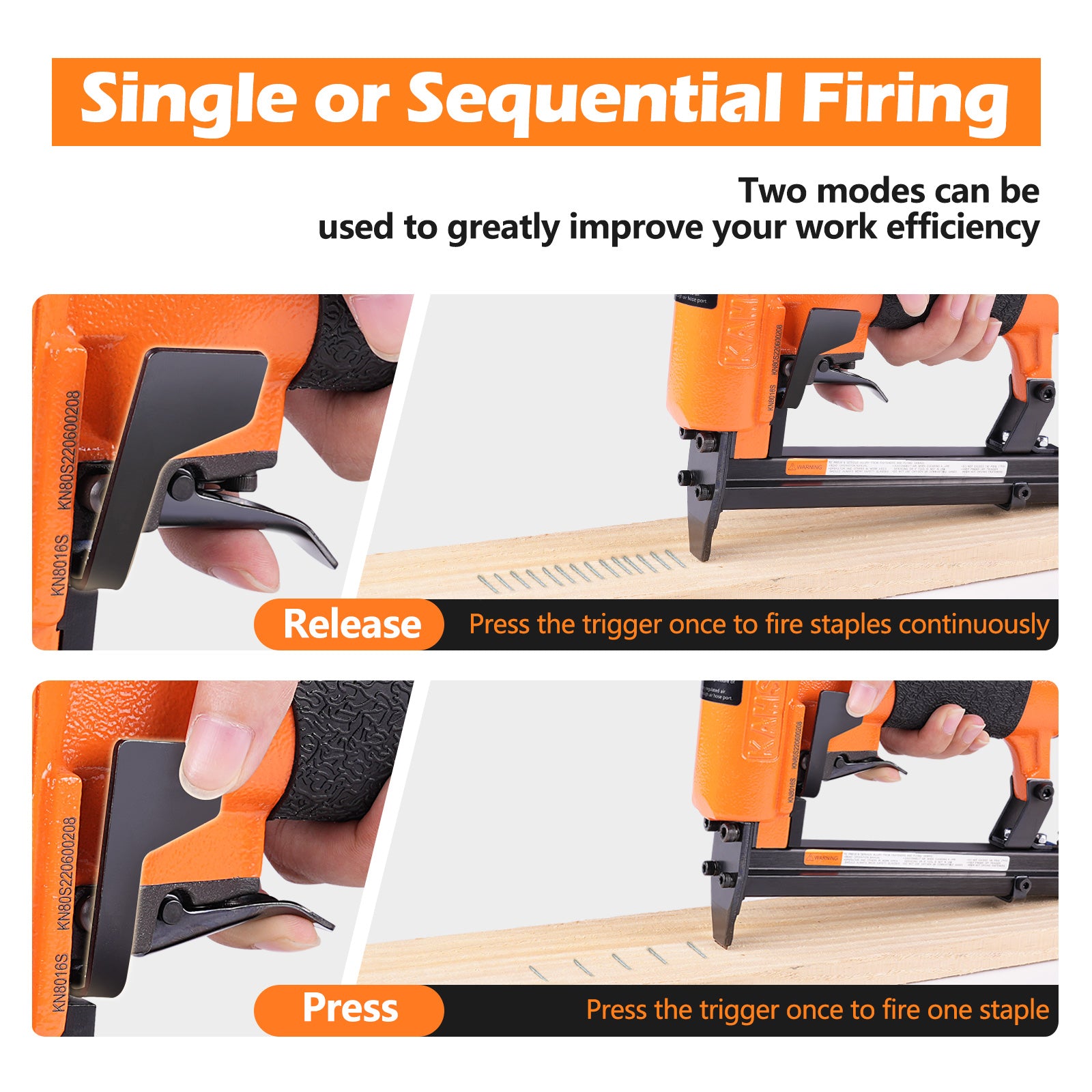 KN8016S 21 Gauge Pneumatic Upholstery Stapler for 80 Series Staples with 1/2