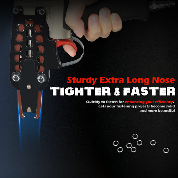 WOODPECKER C-7EF Intensified Power Pneumatic Hog Ring Gun, 15 Gauge , 3/4-Inch Crown, 7.0mm Closing Diameter