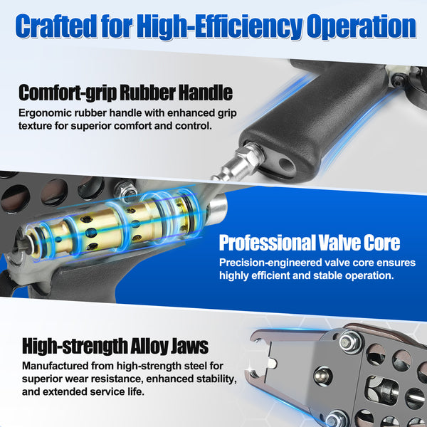WOODPECKER C-7 Pneumatic Hog Ring Plier 27mm Crown, 8.5mm to 9.0mm Closure Diameter Hog Ring Gun for Mattress Manufacturing, Strapping, Fencing, Cages