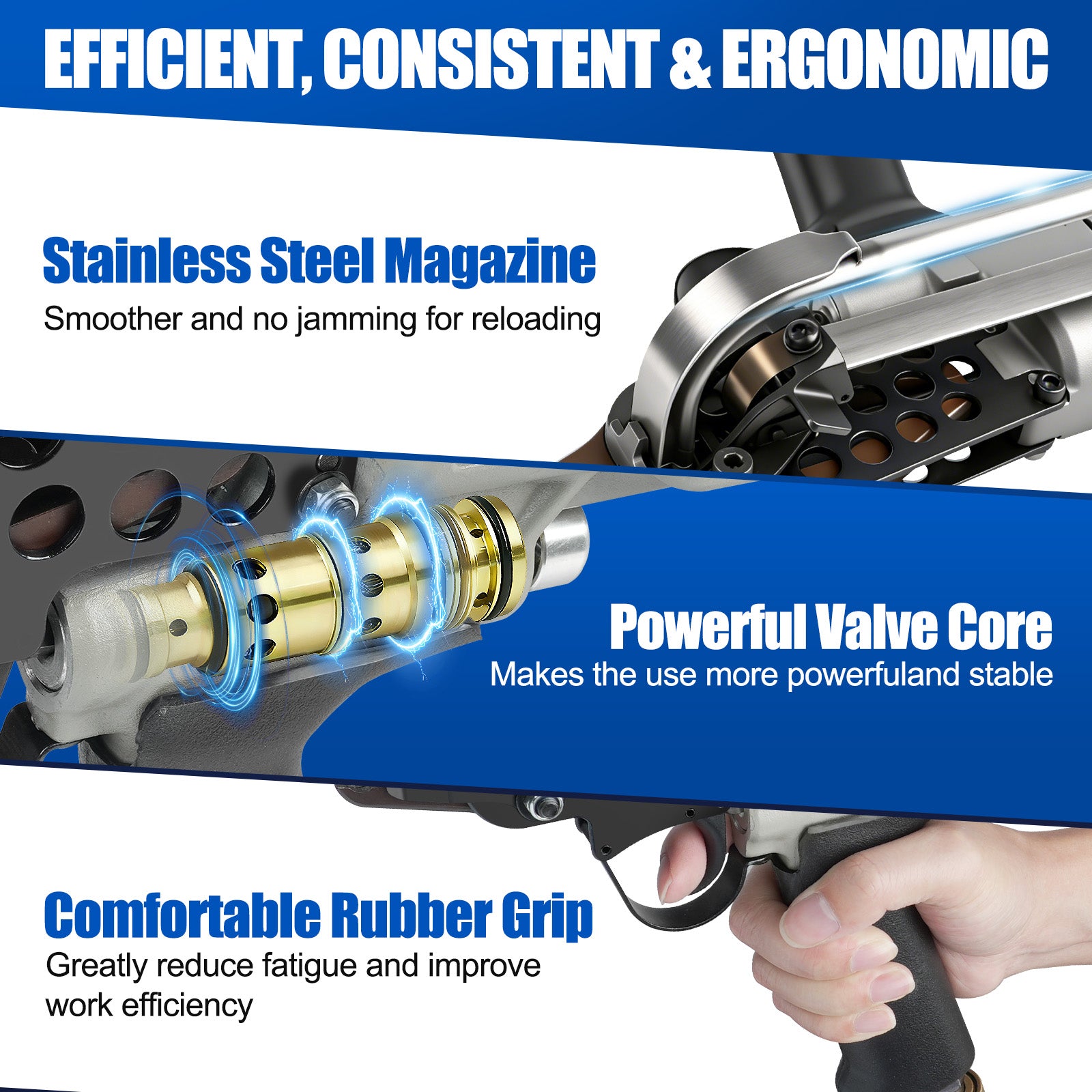 WOODPECKER C-760AT Pneumatic Hog Ring Gun, 16 Gauge, 1/2-Inch Crown, 3.0 mm Closing Diameter