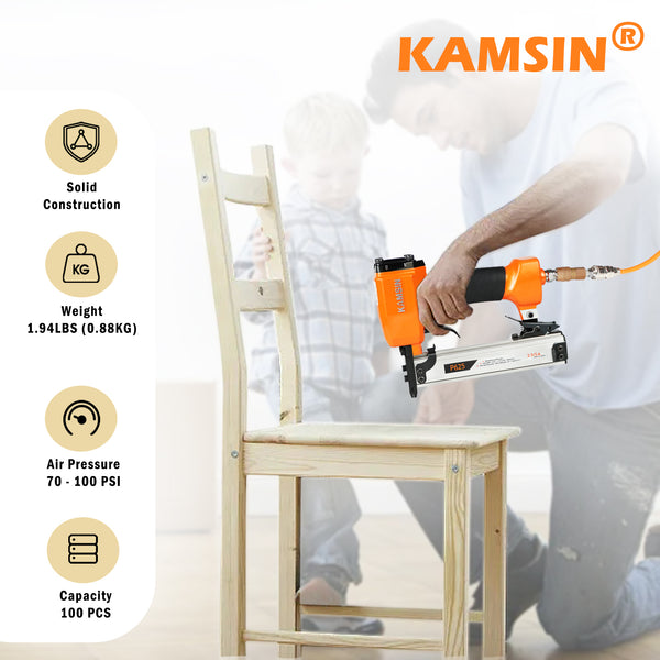 KAMSIN P625 Pneumatic Headless Pin Nailer, 23 Gauge, 1/2-Inch to 1-Inch (12 to 25mm)