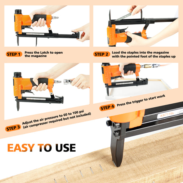 KAMSIN KN7116L Pneumatic Upholstery Stapler,  22 Gauge Type 71, 3/8-Inch Crown