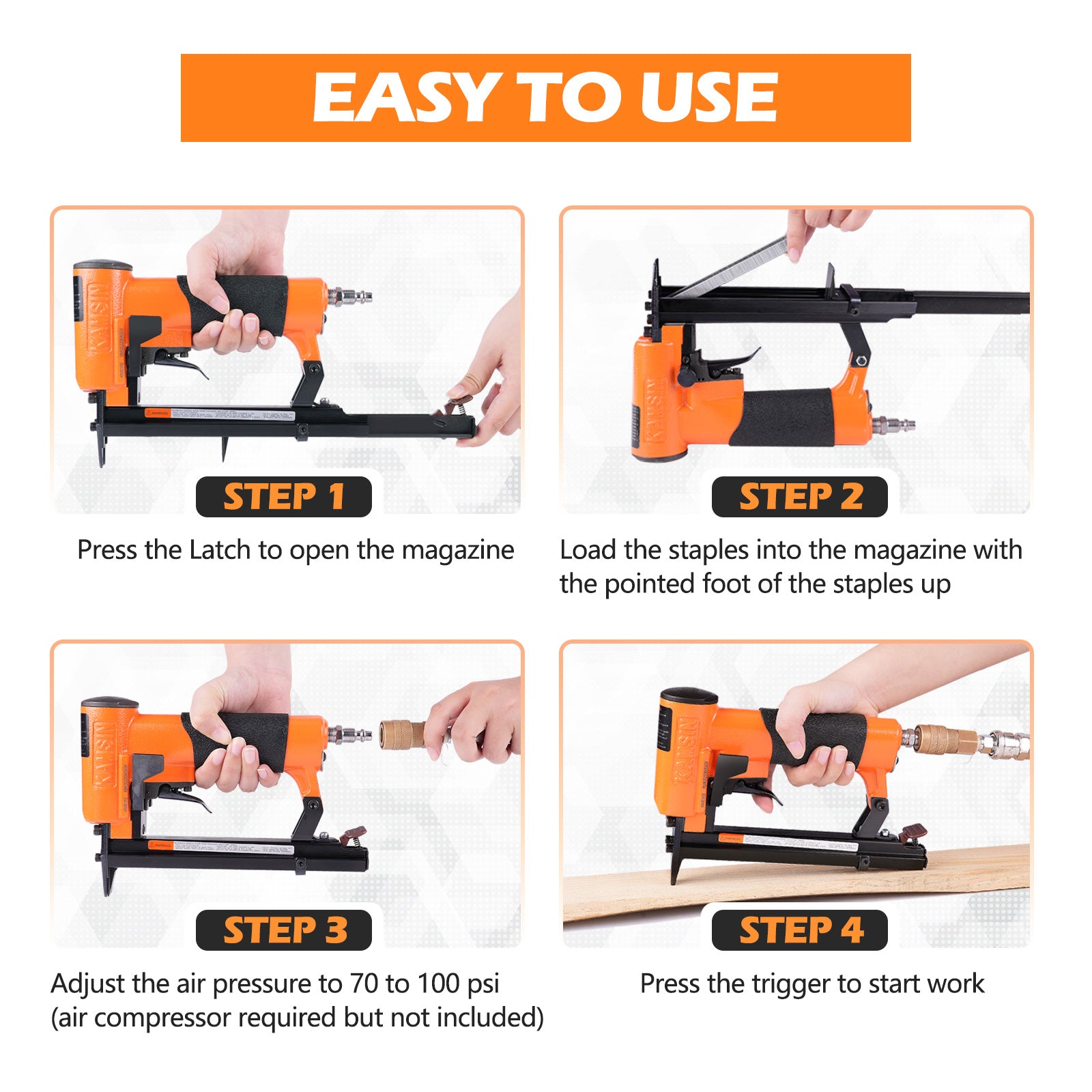 KN8016S 21 Gauge Pneumatic Upholstery Stapler for 80 Series Staples with 1/2