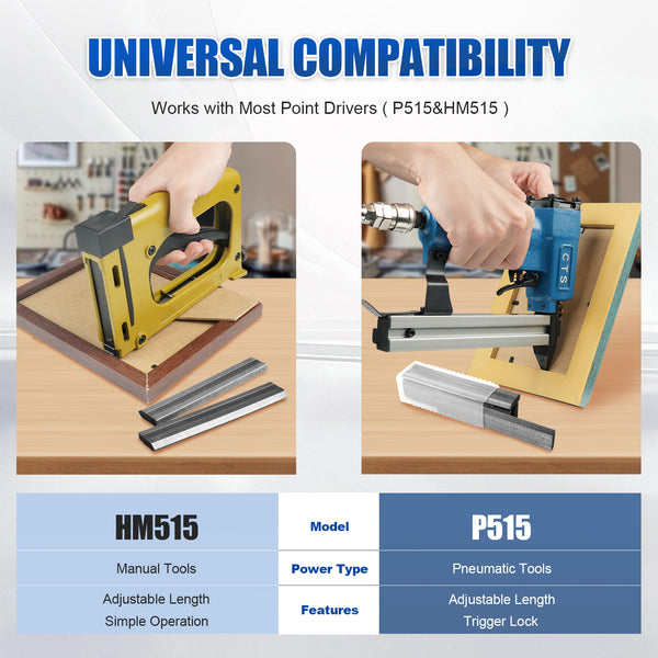KIMSING 5/8" (15mm) Flexible Points - 2000 PCS Frame Point Nails, Compatible with HM515 & P515 Point Driver, Ideal for Picture Framing, Photo Frames & Artwork