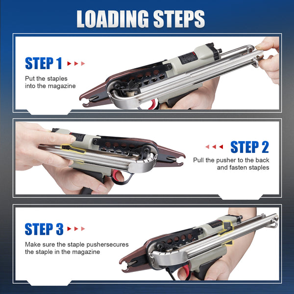 WOODPECKER V6C7EFA 15 Gauge 3/4-Inch Pneumatic Hog Ring Gun 7.5-8.3mm Closure Diameter with Stainless Steel Magazine