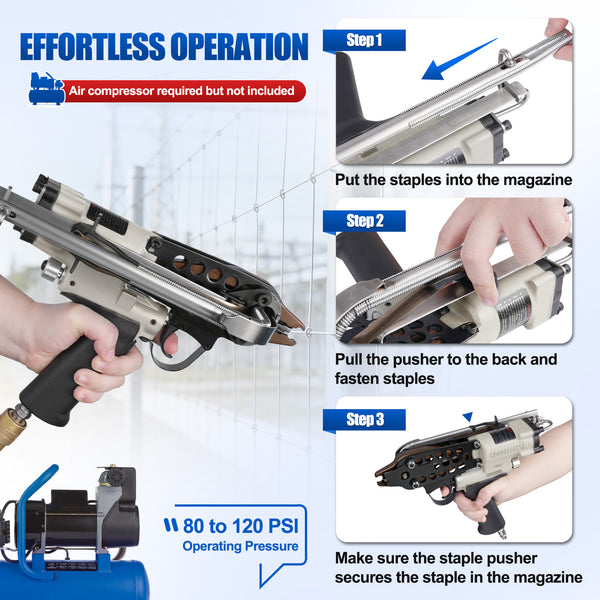 WOODPECKER C-760AT Pneumatic Hog Ring Gun, 16 Gauge, 1/2-Inch Crown, 3.0 mm Closing Diameter