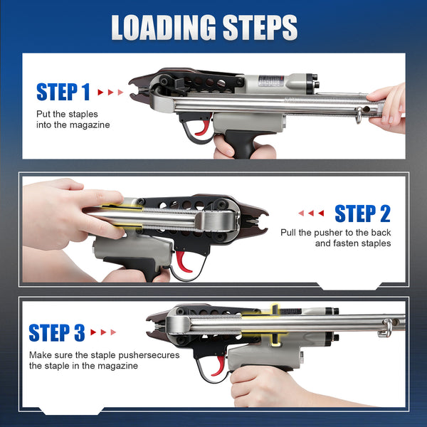WOODPECKER V6C7CF52 15 Gauge 3/4-Inch Pneumatic Hog Ring Gun 5.2-5.8mm Closure Diameter with Stainless Steel Magazine