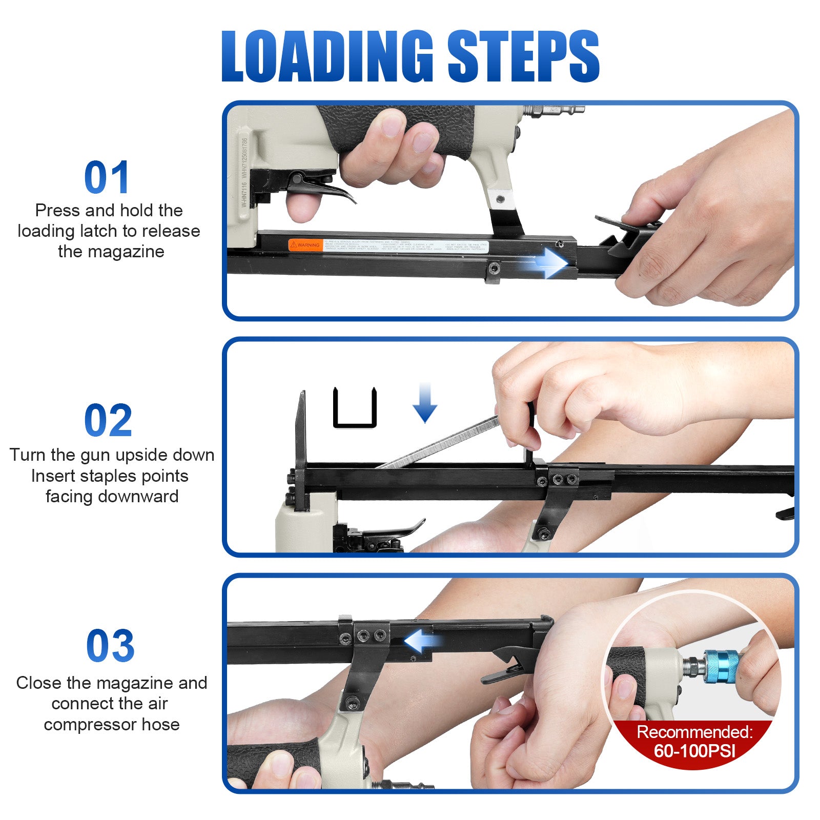 WOODPECKER HN7116 Pneumatic Upholstery Stapler, 22 Guage Type 71, 3/8-Inch Crown