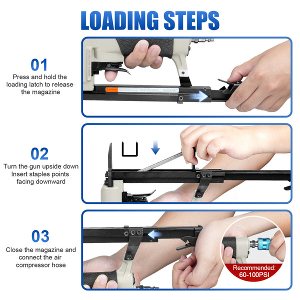 WOODPECKER HN7116 Pneumatic Upholstery Stapler, 22 Guage Type 71, 3/8-Inch Crown
