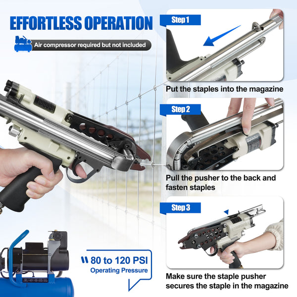 WOODPECKER C-7CA52T Pneumatic Hog Ring Gun, 15 Gauge, 3/4-Inch Crown, 4.8mm Closing Diameter