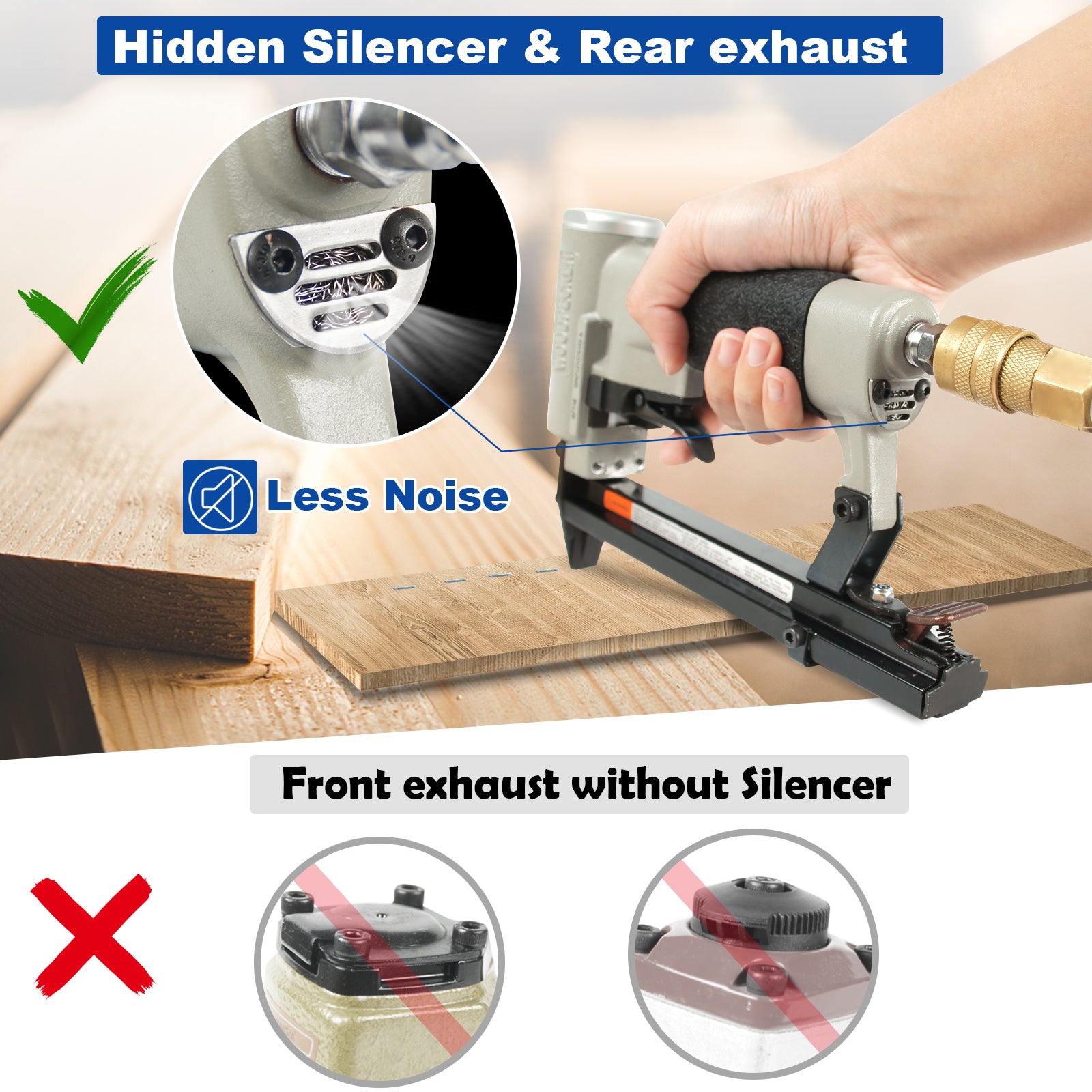 WOODPECKER N7116 Pneumatic Upholstery Stapler 22 Gauge 3/8 inch Crown