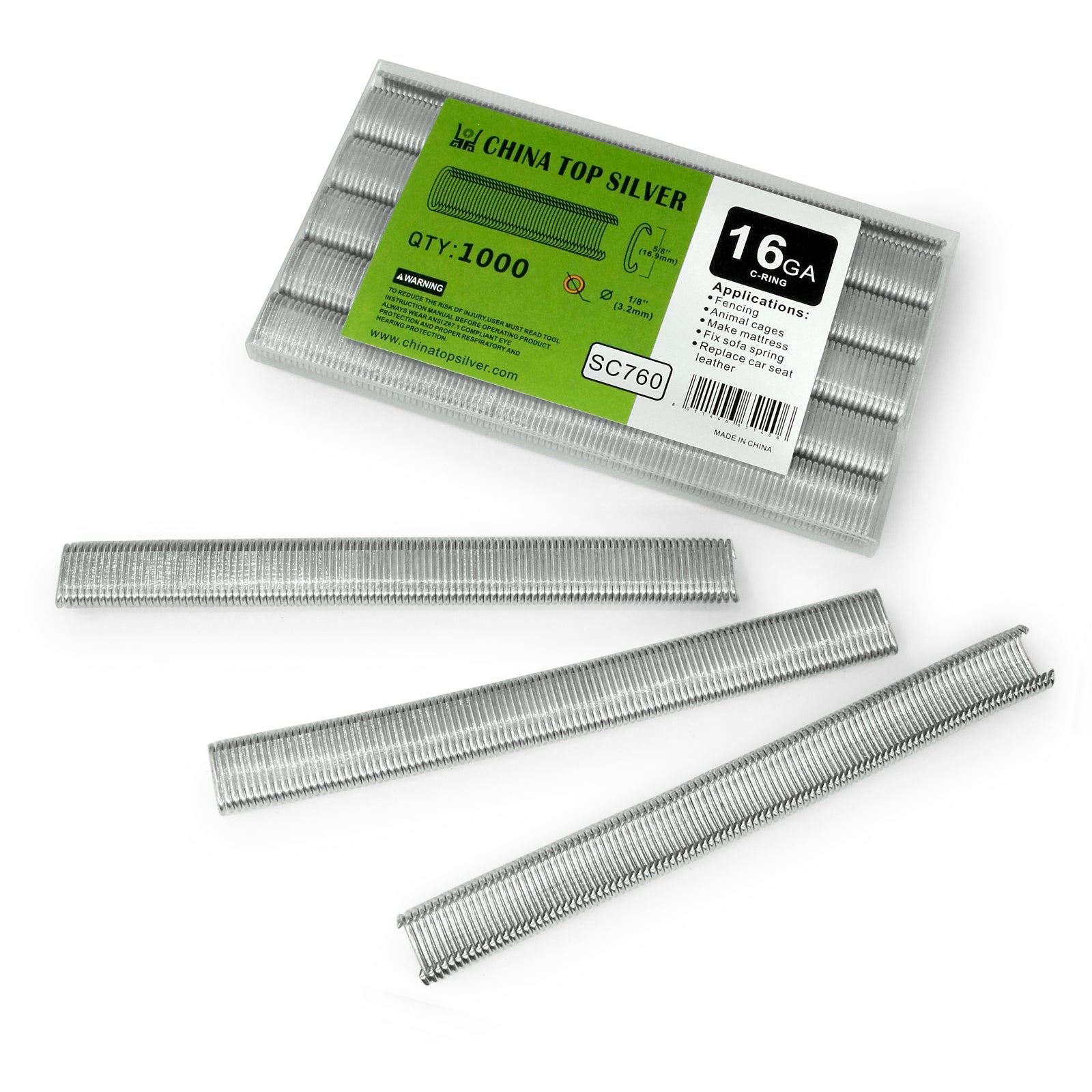 China-top 16 gauge 1/2'' Crown C Ring Staples 1,000PCS/Pack