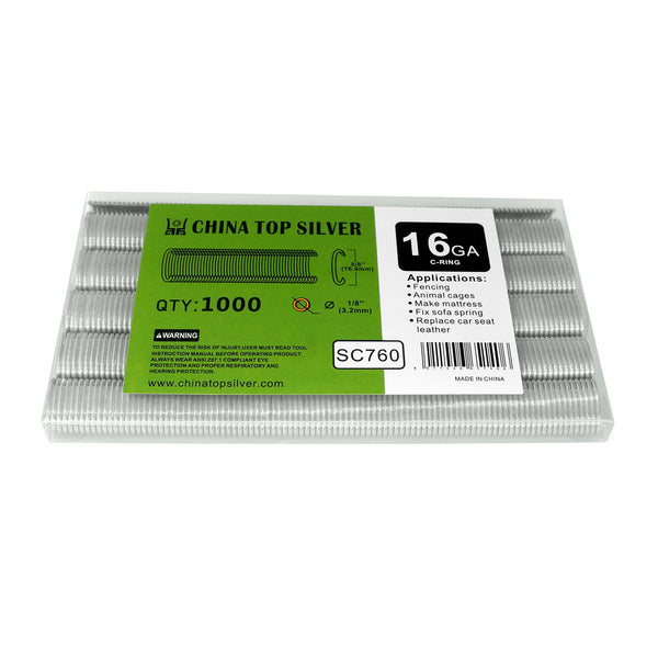 China-top 16 gauge 1/2'' Crown C Ring Staples 1,000PCS/Pack