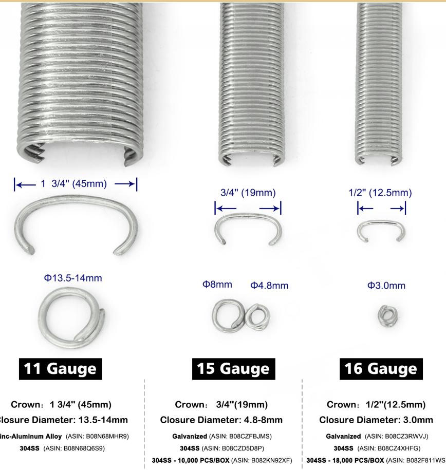 China-top 16 gauge 1/2'' Crown C Ring Staples 1,000PCS/Pack
