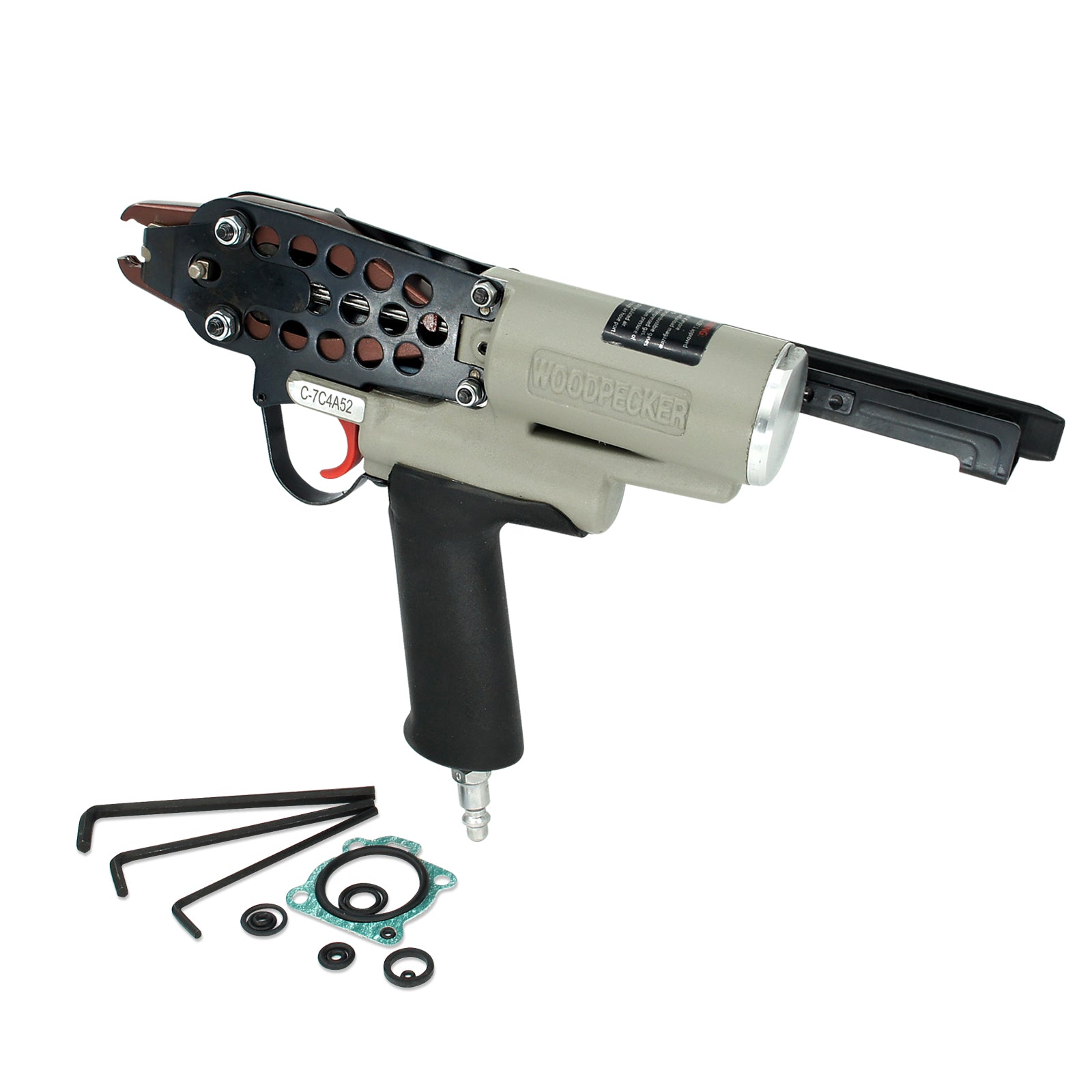 Woodpecker 15 Gauge Pneumatic Hog Ring Gun, Standard Nose, 4.8mm Closure Diameter, 3/4-Inch Crown Hog Ring Staples, Air Hog Ring Plier C Ring Gun Hog Rig Tool for Cages, Fencing (C-7C4A52)