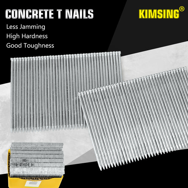 KIMSING 14 Gauge Concrete T Nails, 800PCS/BOX, 3/4 inch - 2-1/2 inch (18mm-64mm)
