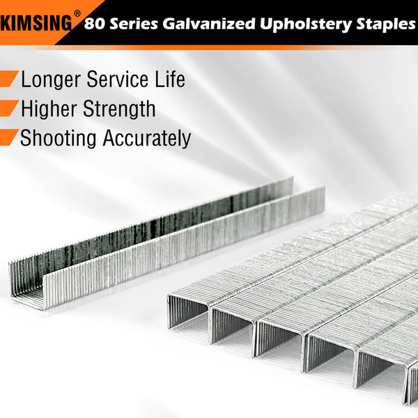 KIMSING 21 Gauge 80 Series 1/2'' (12.8mm) Crown 3/8'' (10mm) Leg Length Galvanized Upholstery Staples