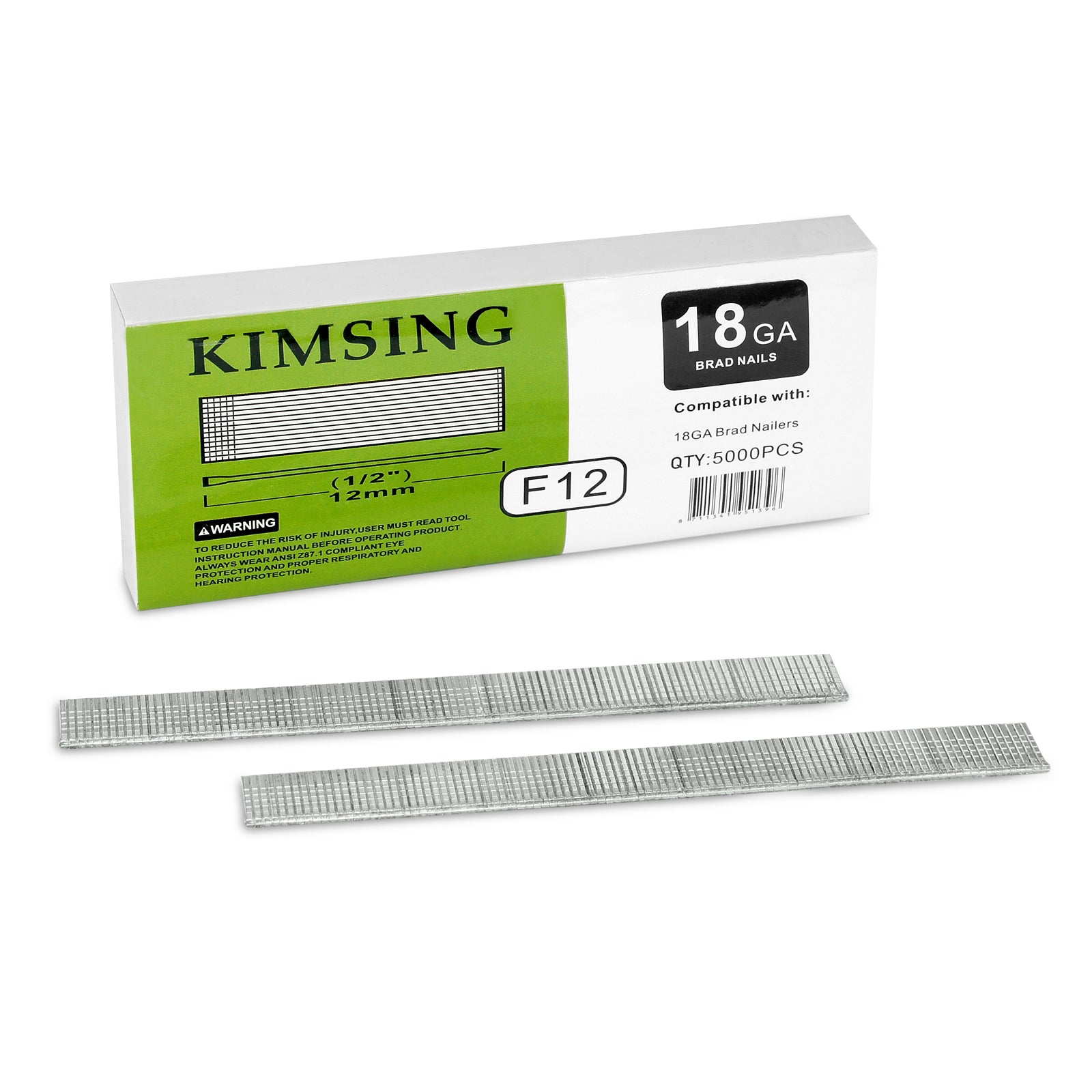 KIMSING 18 Gauge 1/2-inch (12mm) Brad Nails 5,000 PCS/ Box